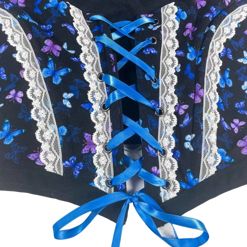 Handmade Butterfly Regency Corset Top Upcycled Fairy Fairycore Renaissance - Picture 3 of 7